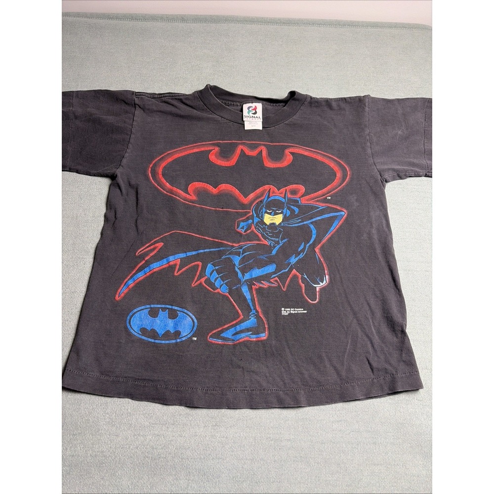 Vtg Batman DC Comics 1995 T Shirt Signal Artwear Size Youth 12/14 18x21inchrs